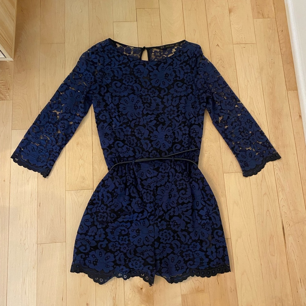 Zara - Navy Blue Lace Romper - XS